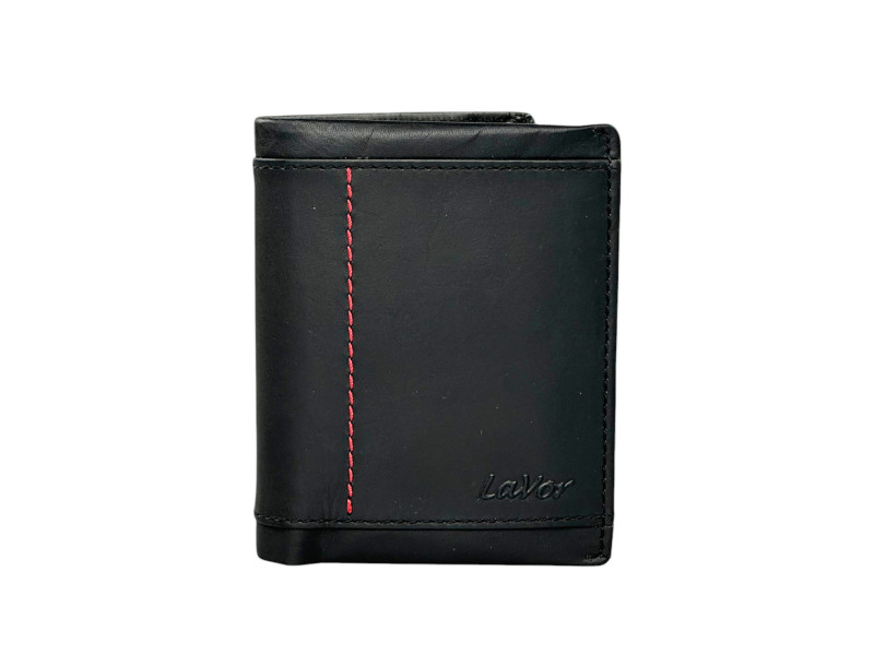 Ανδρικό δερμάτινο πορτοφόλι   6091 black LAVOR