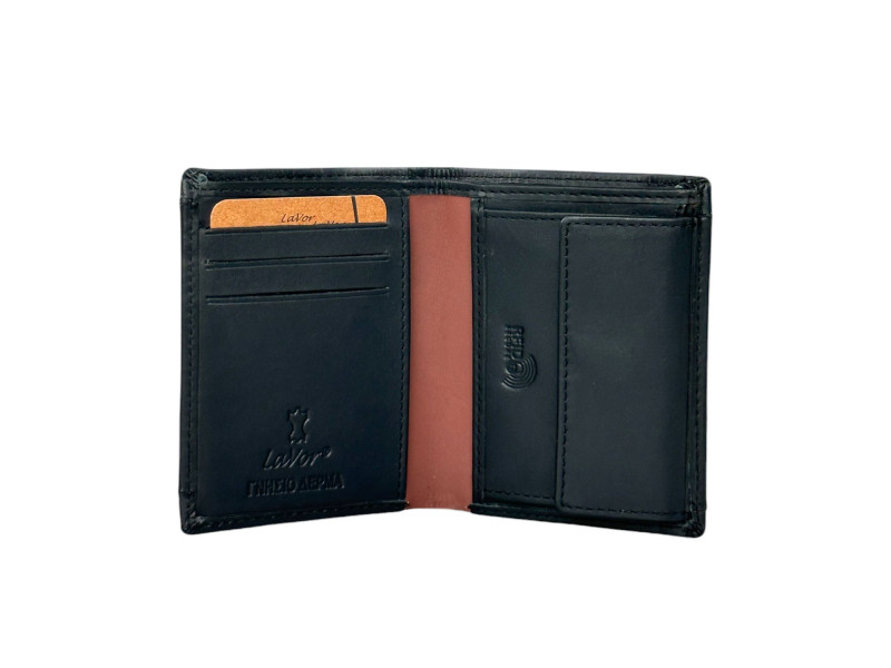 Ανδρικό δερμάτινο πορτοφόλι   6091 black LAVOR